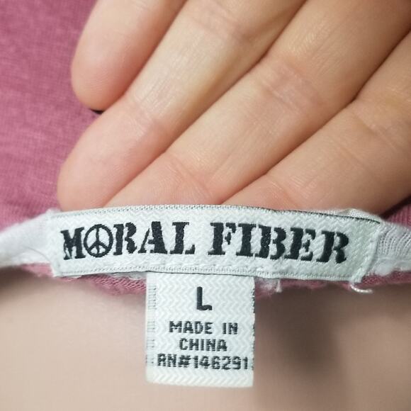 Moral Fiber | Pink and White Retro Style Ringer Tee - Picture 6 of 6